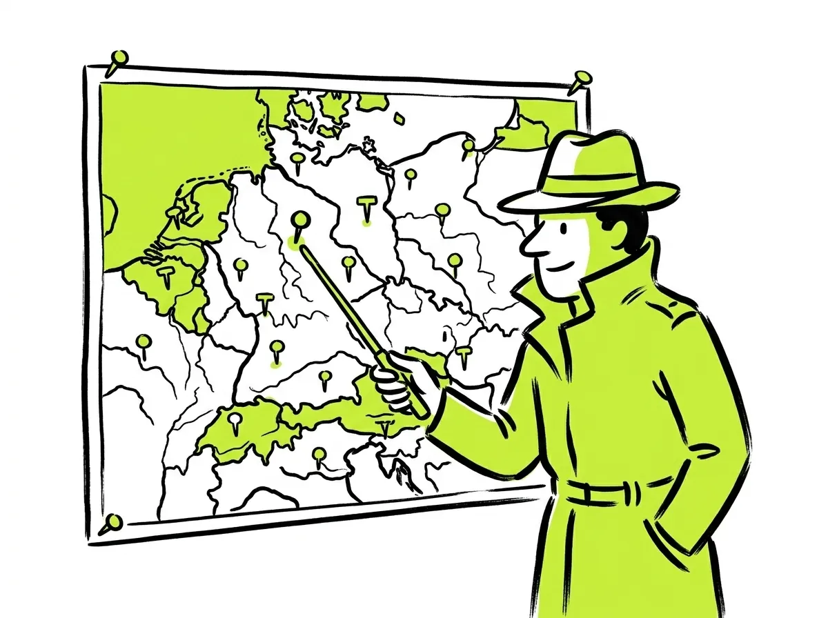 Agent studuje mapa trhu
